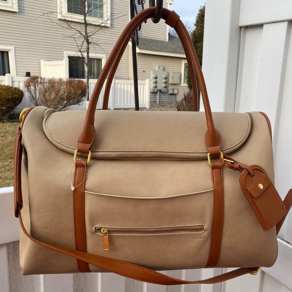 FAWN Vachetta and Mocha Leather Weekender Travel Handbag~NEW!~RARE!~$$$